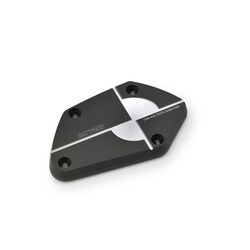 CNC-Machined Aluminum Front Brake Master Cylinder Cover in Black/Gun-Metal Gray Double Anodized Finish