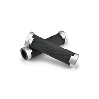 GGDM-BASE Set de Puños Negro/Plata para Manillar 7/8" (22.2 mm), 125 mm, Extremo Abierto