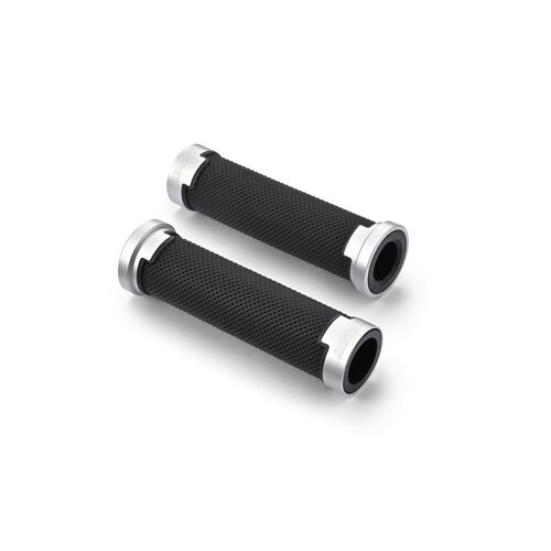 Daytona GGDM-BASE Set de Poignées Noir/Argent pour Guidon 7/8" (22.2 mm), 125 mm, Extrémité Ouverte