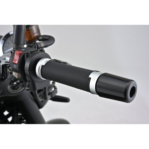 Daytona GGDM-BASE Set Manopole Nero/Argento per Manubrio 7/8" (22.2 mm), 125 mm, Estremità Aperta
