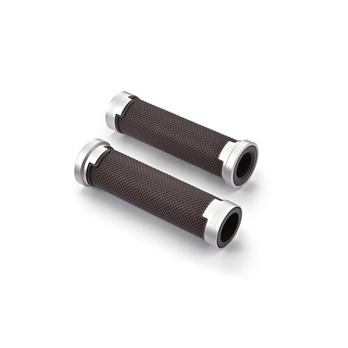 Daytona GGDM-BASE Non-Slip Grip Set Brown/Silver for 7/8" (22.2mm) Handlebars - 125mm Open End