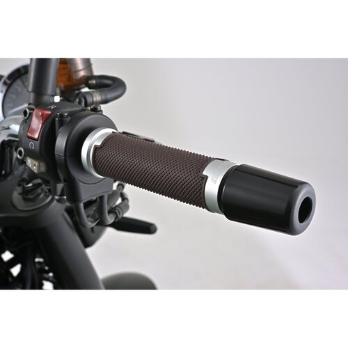 Daytona GGDM-BASE Non-Slip Grip Set Brown/Silver for 7/8" (22.2mm) Handlebars - 125mm Open End