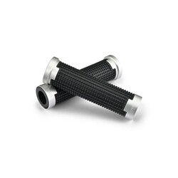 Cross Grip Set Schwarz/Silber - Rutschfeste Grippy Grip GGDM-Cross Griffe, 125 mm Offenes Ende, für 7/8" (22.2 mm) Lenker