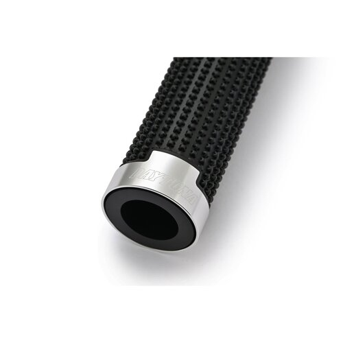 Daytona Cross Grip Set Noir/Argent - Grippy Grip Antidérapant GGDM-Cross Grips, 125 mm Extrémité Ouverte, pour Guidon 7/8" (22.2 mm)