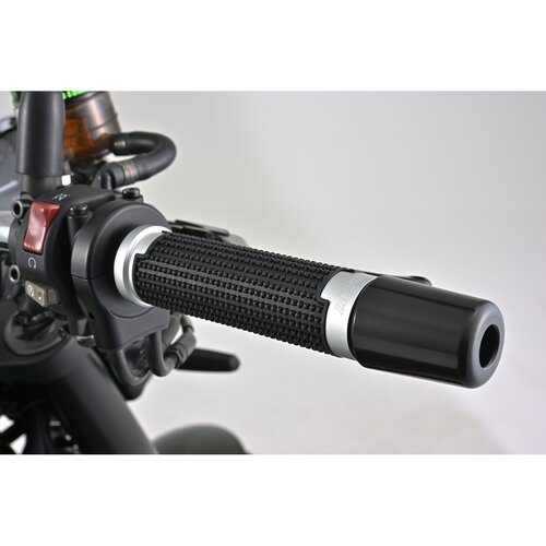 Daytona Cross Grip Set Nero/Argento - Grippy Grip Antiscivolo GGDM-Cross Grips, 125 mm Estremità Aperta, per Manubrio 7/8" (22.2 mm)