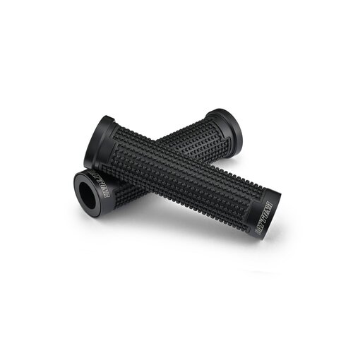 Daytona Cross Grip Set Noir/Argent avec Bague en Aluminium Noir, Open End, 125 mm, pour Guidon 7/8" (22.2 mm)