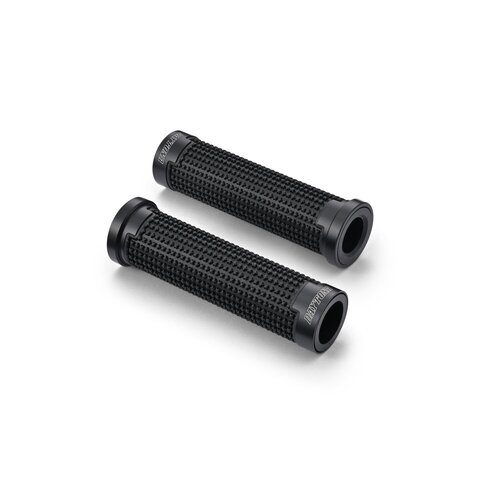 Daytona Cross Grip Set Schwarz/Silber mit schwarzem Aluminiumring, Open End, 125 mm, für 7/8" (22.2 mm) Lenker