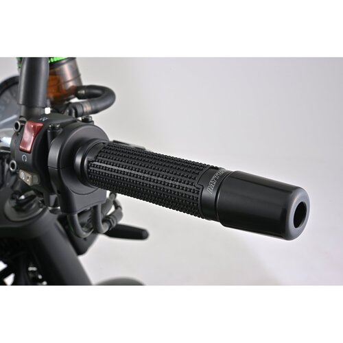 Daytona Cross Grip Set Zwart/Zilver met Zwarte Aluminium Ring, Open End, 125 mm, voor 7/8" (22.2 mm) Stuur