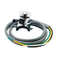 Lucas Replika Hupe & Fern-/Abblendschalter Verchromt, 3-Stufen, für 7/8" (22mm) Lenker mit 24" Grauer Verkabelung (Ersetzt Lucas 31563)