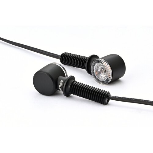 Daytona D-light Sol2 Mini Clignotants Lentille Transparente - LED, Corps en Alliage de Zinc Noir, Fixation M8, Homologué ECE