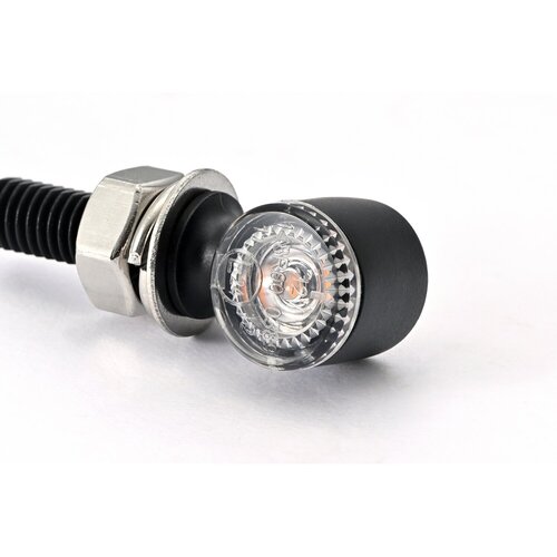 Daytona D-light Sol2 Mini Intermitentes Lente Transparente - LED, Cuerpo de Aleación de Zinc Negro, Montaje M8, Homologado ECE