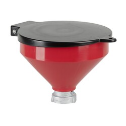 Trechter met Deksel 250mm Diameter 3,2L HDPE Rood met Zwart Vergrendelbaar Deksel