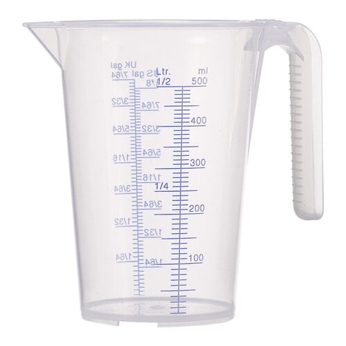 Pressol Transparante Maatbeker 500ml / 0,5L Polypropyleen met ml/l en US/UK Gallon Schaal