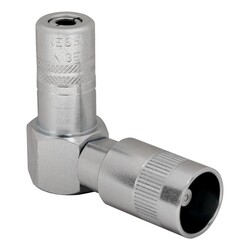 Acoplador de Grasa Angulado 12 040 con Acoplador Rápido y Mordazas Templadas de 4 Garras