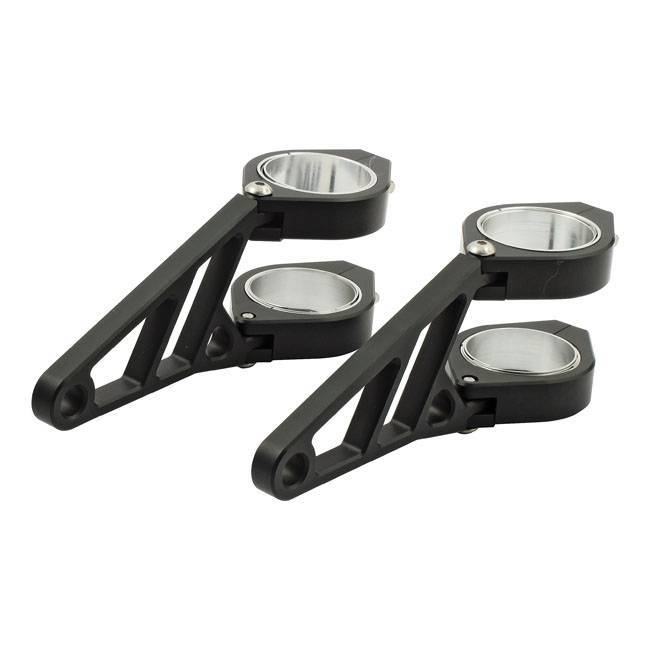 CNC Alu-Lampenhalter Set, schwarz - CafeRacerWebshop.de