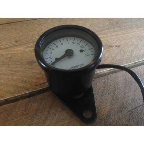 12.000 RPM Tachometer Black / White - CafeRacerWebshop.de