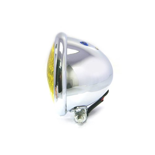 4.75" Chopper Koplamp "Bates Style" Chrome & Yellow