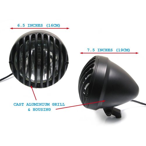 6" Prison Koplamp Bottom Mount Zwart