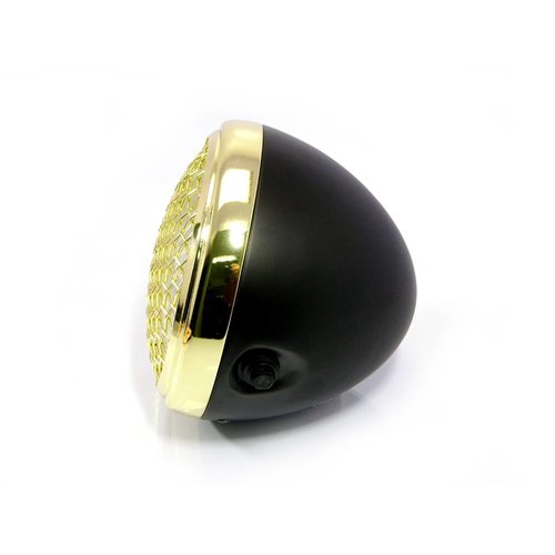 7 " Scrambler Koplamp Brass & Black Extra Groot