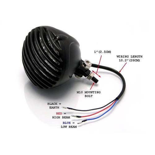 4.5" Prison Headlight Bottom Mount Black