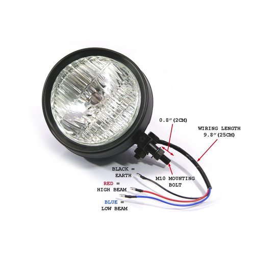5.9" Flat Headlight Bottom Mount Black