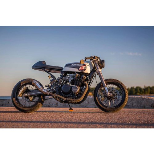 C.Racer Beklede Cafe Racer Seat Tuck N' Roll Stitch Vintage White Type 119