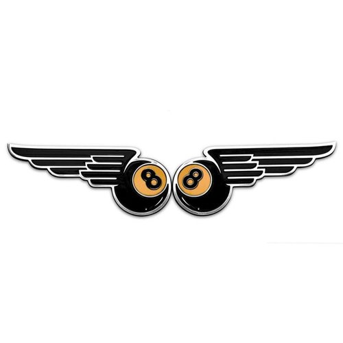 Motone Winged 8-Ball Kraftstofftank / Seitenwand Embleme - Billet