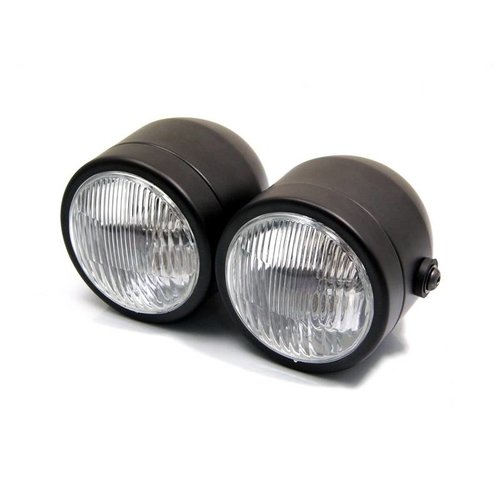 Twin Headlight Dubbele Koplamp Matzwart