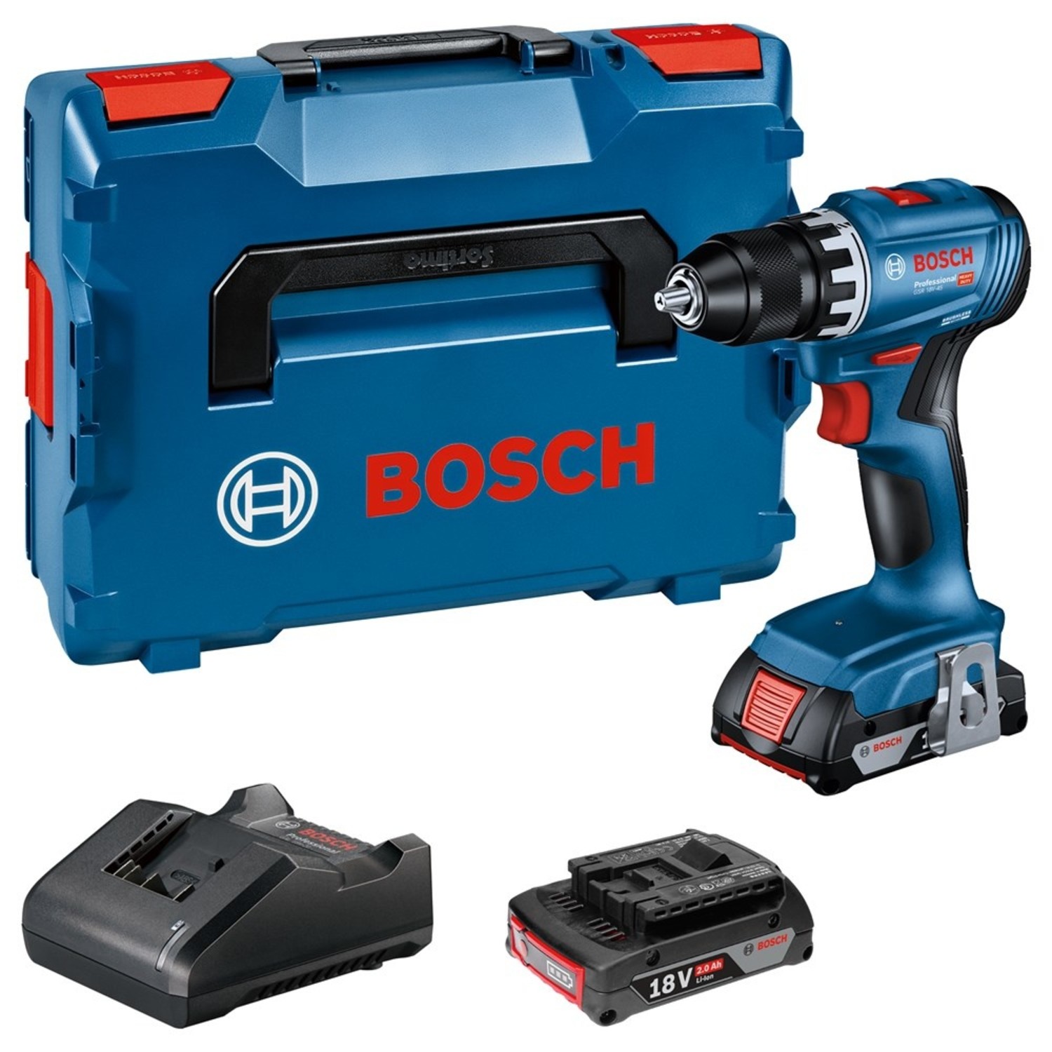 Bosch GSR 18V-45 Accu schroefboormachine + 2x 2,0 Ah 06019K3203 kopen? Toolsvoordelig.nl - Toolsvoordelig.nl