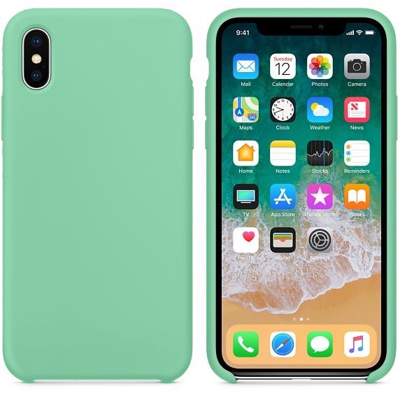 Hoogwaardige iPhone X / XS Silicone Case Cover Hoes Mintgroen Hoogwaardige iPhone X / XS Silicone Case Cover Hoes Mintgroen
