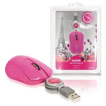 Sweex Bedrade Muis Draagbaar 3 Knoppen Roze
