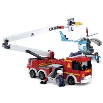 Sluban Bouwstenen Fire Serie Telescopisch Platform met Helikopter