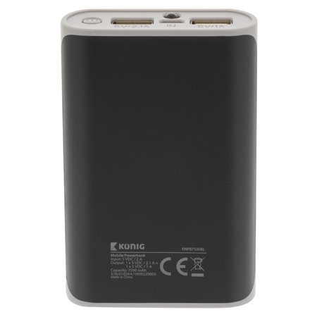 König Powerbank Lithium-Ion 7500 mAh USB Schwarz