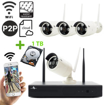 Wireless WiFi Full HD Security camera set with 4 Cameras Outdoor incl. 1TB Hard Disk