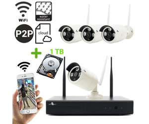Wireless Beveiligingscamera set met 4 Wifi Cameras FullHD 1TB - Geeektech.com