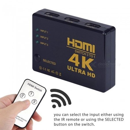 Geeek HDMI Switch 3 Port mit Fernbedienung Ultra HD 4K 3D