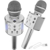 Drahtloses Karaoke-Mikrofon Drahtlos mit Bluetooth-Lautsprecher Silber