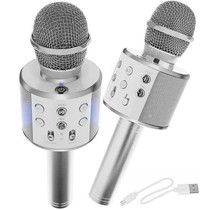 Wireless Karaoke Microphone Wireless with Bluetooth Speaker Silver