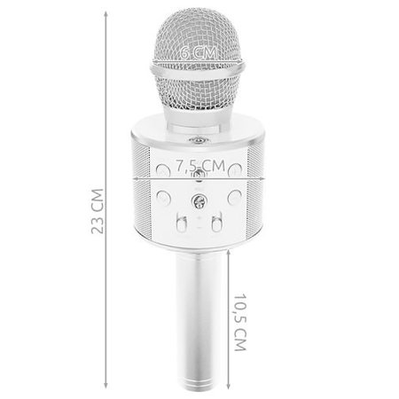Wireless Karaoke Microphone Wireless with Bluetooth Speaker Silver