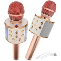 Draadloze Karaoke Microfoon Draadloos met Speaker Bluetooth Rosé Goud