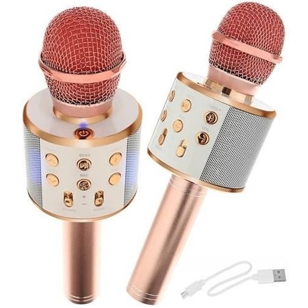 Wireless Karaoke Microphone Wireless with Bluetooth Speaker Rosé Gold