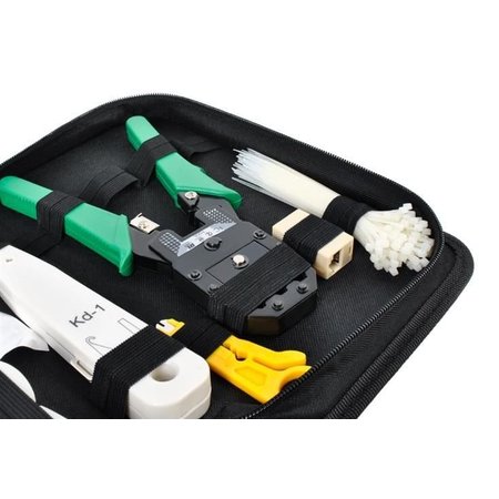 Netwerk Tester Set in etui- RJ45/RJ12/RJ11/Cat5/Cat5e/Cat6/UTP/LAN - Kabeltester Met Krimptang & LSA tang