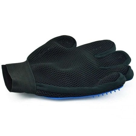 Coat grooming glove cat and dog - black and blue - Right-handed