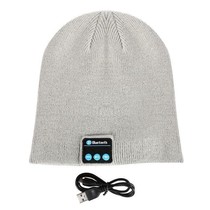 Bluetooth Headset Beanie Light Grey