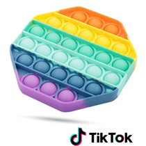 Pop it Fidget Toy -  Known from TikTok - Hexagon - Rainbow