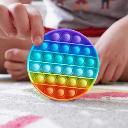 Pop it Fidget Toy- Known from TikTok - Round- Rainbow