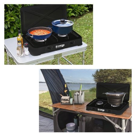 B-Camping Camping Gas Cooker Duo - Portable Gas Stove - 2-burner Stove - Outdoor Stove - Butane Gas