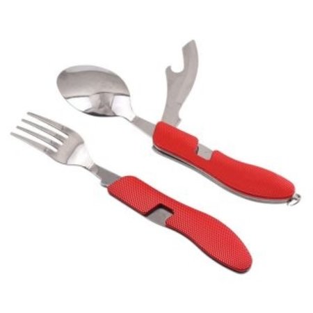 4-in-1 Collapsible Camping Cutlery - Fork / Spoon / Knife / Bottle