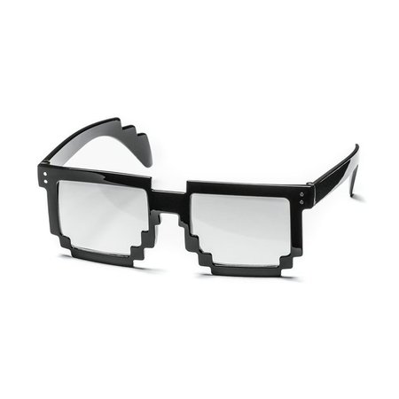 Trendige 8-Bit-Pixelbrille - Minecraft Brille - Transparente Brille - Partybrille