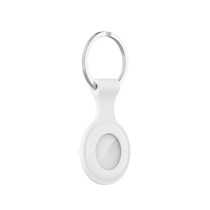 Icon Silicone Case with Keychain for Apple AirTag - Cover with Keychain Ring - White